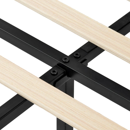 KOMHTOM Polsterbett 90 x 200 cm, Bettgestell mit Lattenrost & Kopfteil, gepolstertes Doppelbett, Textilbezug Leinen in Grau