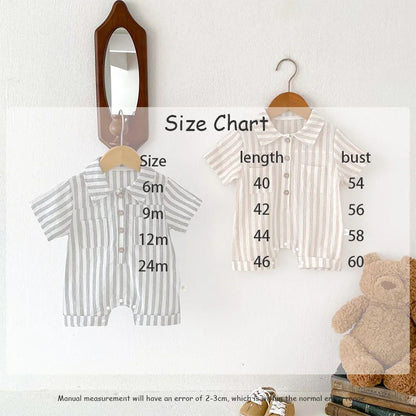 2024 sommer Infant Gestreiften Baby Jungen Strampler Kurzarm Muslimischen Babe Jungen Polo Body Dünne Lose Neugeborenen Jungen Outfits.