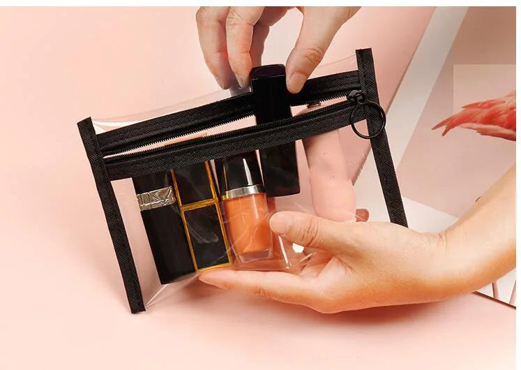 Wash Transparent Cosmetic Bag for Women Clear Zipper Makeup Bag Travel Female Makeup Brush Holder Organizer Toiletry Bag Clutch.
