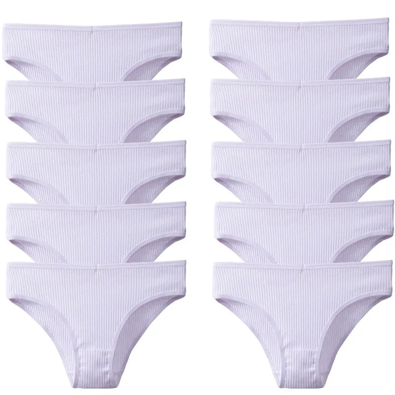 BZEL 10PCS/Set Women's Panties Sexy Breathable Underwear Comfortable Lingerie Cotton Striped Briefs Fashion Cozy Underpants Sale