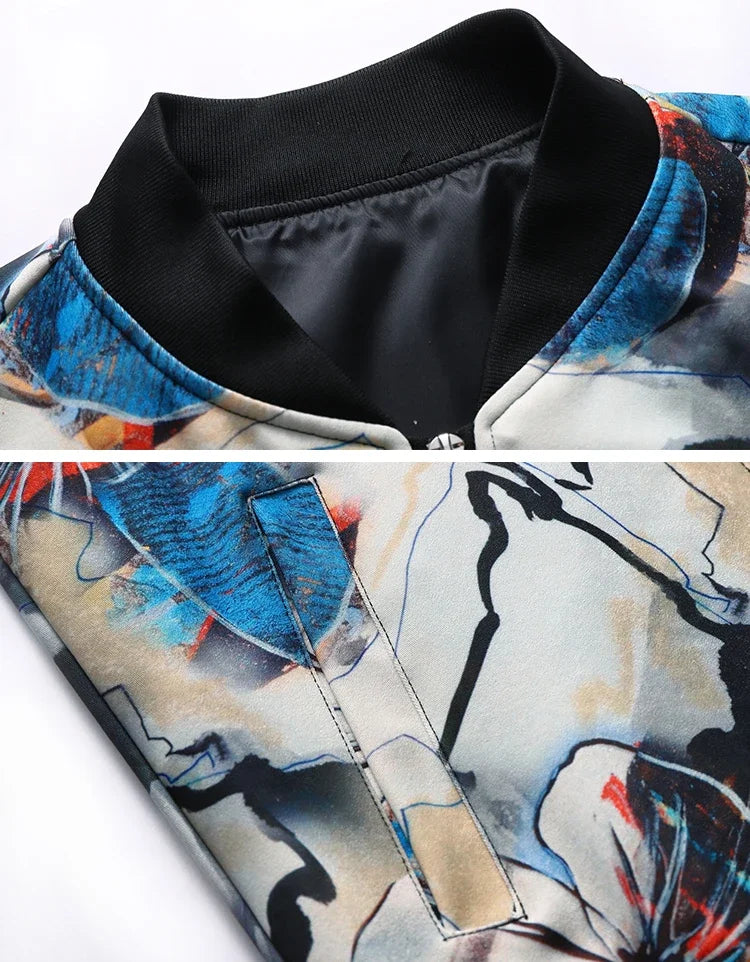 Spring new men's handsome printing men's jacket, fashion casual youth Slim sports jacket, Asian size M-6XL.