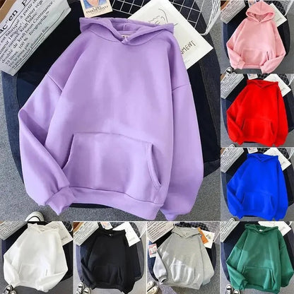 2024 herbst Casual frauen Solide Hoodie Komfortable Stretch Sweatshirts Lose Tasche Warme Kleidung Mode Straße Weibliche Pullover.