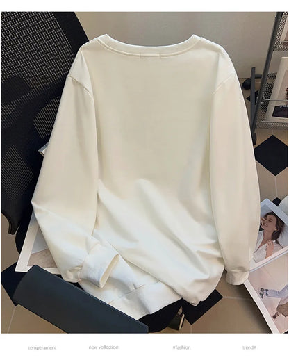 170kg plus size Damen büste Herbst bär bedrucktes Sweatshirt lockeres Langarm-Freizeit oberteil 6xl 7xl 8xl 9xl 10xl 11xl