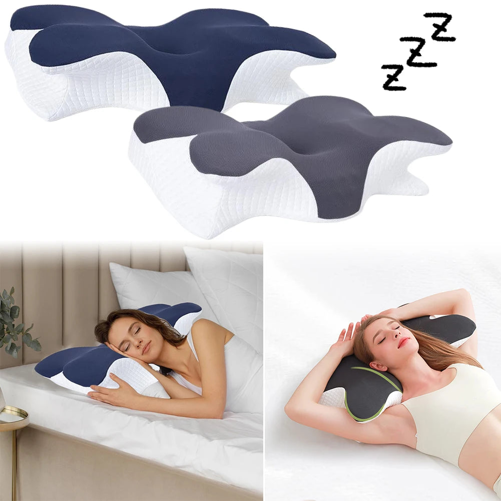 Ergonomic Sleep Cervical Vertebra Pillow Neck Protection Side Sleeping Butterfly Pillow Sleep Cervical Orthopedic Neck Pillow.