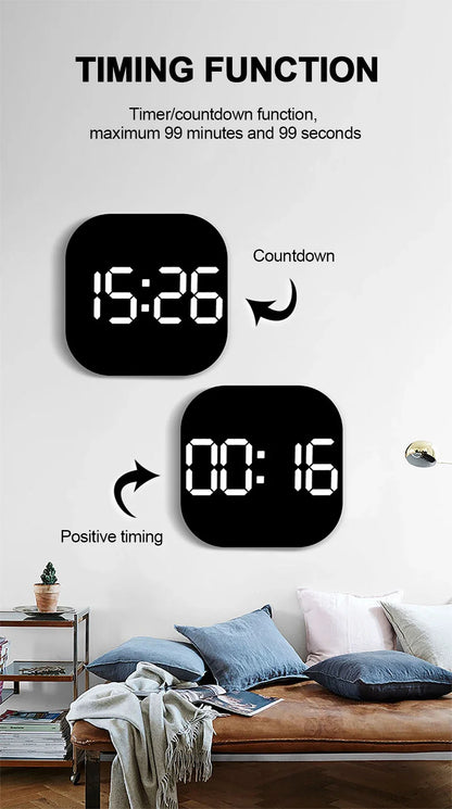 13 Zoll LED große digitale Wanduhr mit Fernbedienung TEMP Luftfeuchtigkeit Woche Auto Dimmer 12/24H Wecker für Home Office Dekor