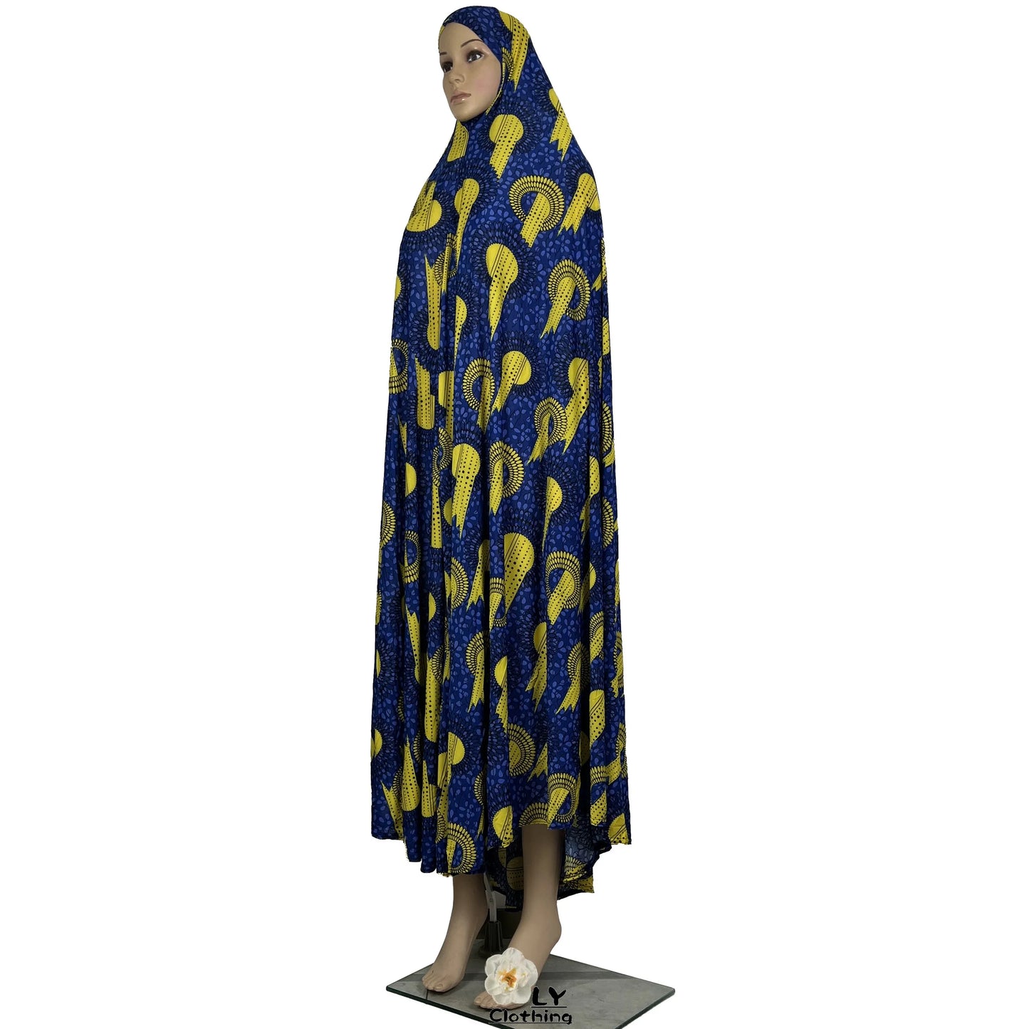 New Dubai Islamic Robe Ramadan Womens Hooded Abaya African Sleeveless Loose Soft Prayer Garment Muslim Floral Dress With Hijab.