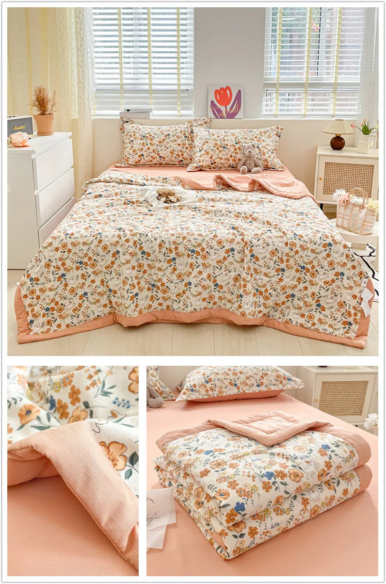 Printed Thin Duvet Skin-friendly Comforter 100x150cm for Kids Quilt Soft Bedspread Summer Blanket edredones (No Pillowcase).