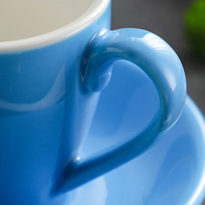 80ml Ceramic Coffee Cup and Saucer Espresso Cups Porcelain Afternoon Teacup Breakfast Milk Mug Cute Pottery Mugs Wholesale.