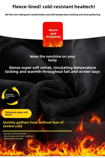 Herbst/Winter Fleece-gefütterte Herren-Hose mit Reißverschluss, warmes Fuß, Freizeithose, Übergröße, lockere Passform, gerade Bein-Jogginghose, trendig.