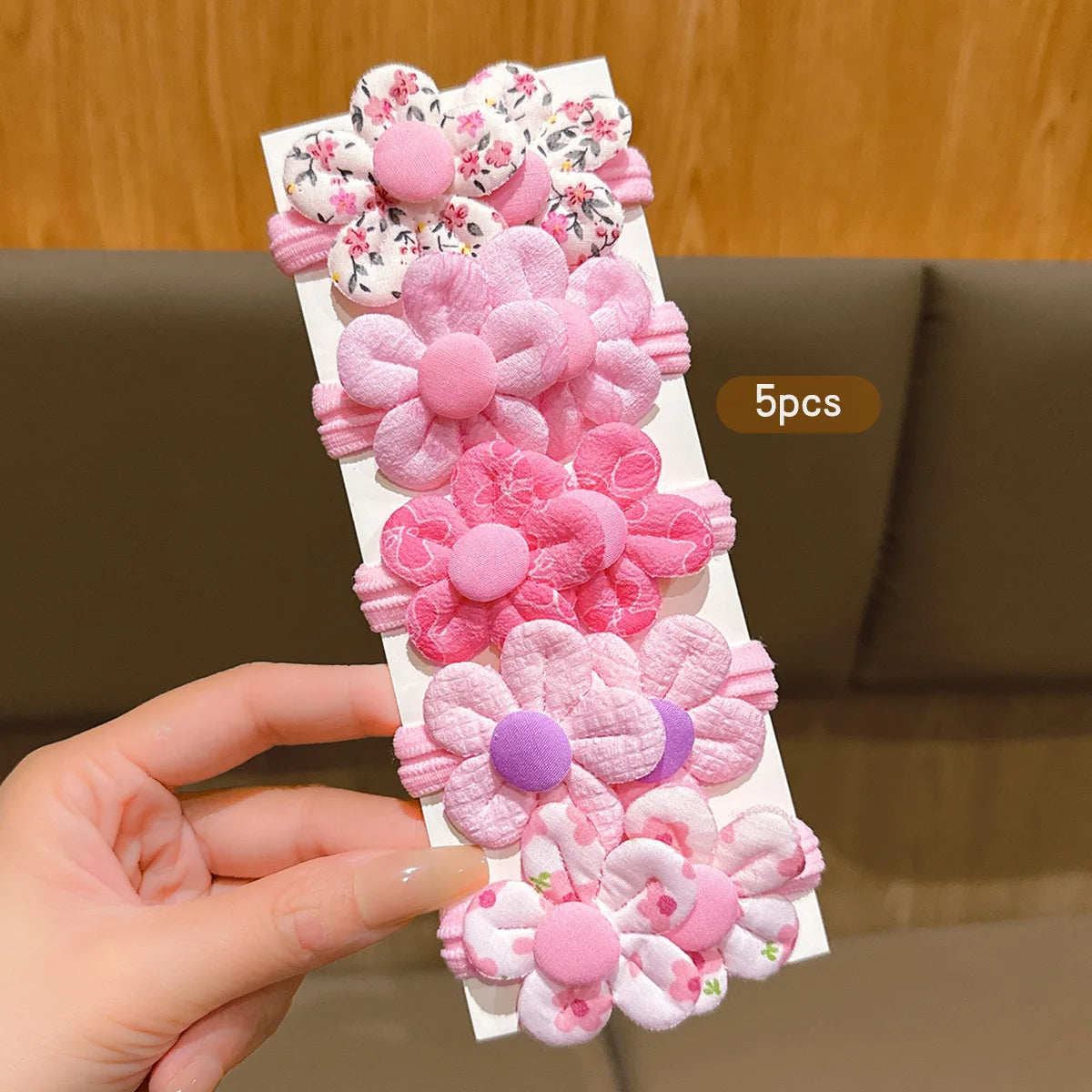 5 Cute Pink Flower Hair Rings Princess Head Flower Hair Accessories Suitable for Daily Use.