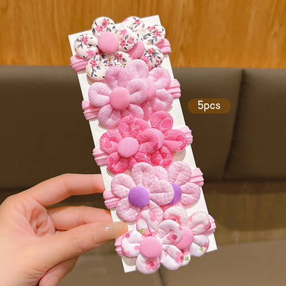 5 Cute Pink Flower Hair Rings Princess Head Flower Hair Accessories Suitable for Daily Use.