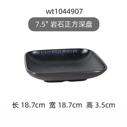 Hotpot Restaurant Melamine Tableware Black Frosted Dinner Plate Japanese Sushi Plates Not Easily Broken Snack Fruit Dishes