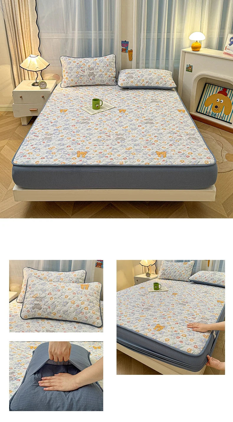 Non-slip Bed Cover Queen/King Size Bedspread Thicken Bed Linen Home Mattress Protector cubre colchón (Pillowcase Need Order).