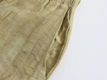 Women Print Long Pants Sets For Women Lapel Half Sleeve Single Breasted Shirts + High Waist Lace-Up Wide Leg Pants.