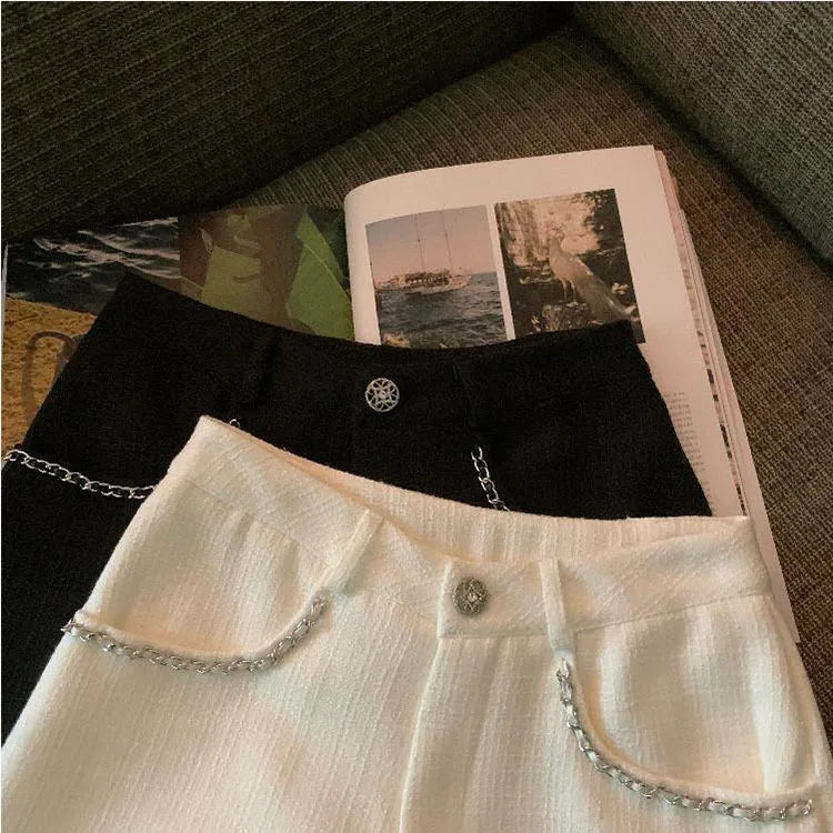 Fashion Tweed High Waist Women Shorts Autumn Winter Slim Office Woolen Black Shorts Women