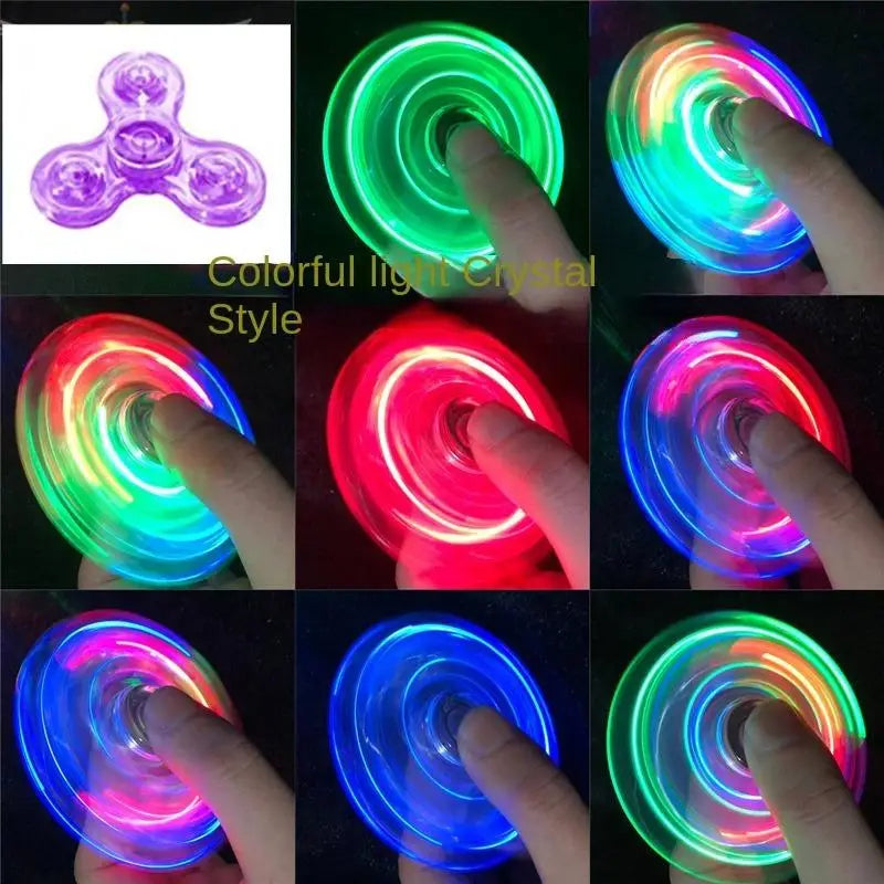 LED Finger Spinner Transparent Crystal LED Light Colourful Light-up Finger Spinner Pvc Material Finger Spinner Toys.