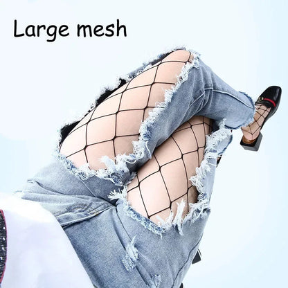 Sexy Women Pantyhose Tights Seamless Sexy Lace Mesh Fishnet Pantyhose Summer Nylon Polka Dot Print Tight Stocking Female Hosiery