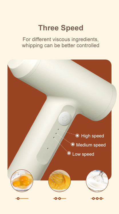 Electric Food Mixer Handheld 3 Gear Cake Cream Mixer Wireless Rechargeable Food Blender Egg Beater Whisk Tool Milk Frother.