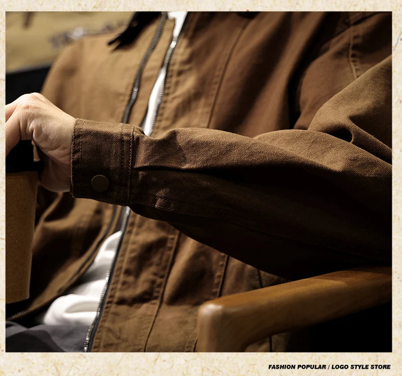 Men Spring Autumn Washed Cotton Loose Casual American Retro Cargo Jacket Man Streetwear Cityboy Coat Outerwear Varsity Jacket.