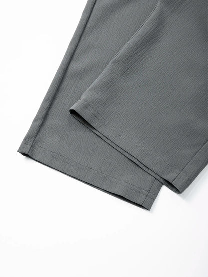 Summer Men's Straight Trousers Casual Solid Color Breathable Drawstring Long Pants Sweatpants Streetwear Men Baggy Pants.