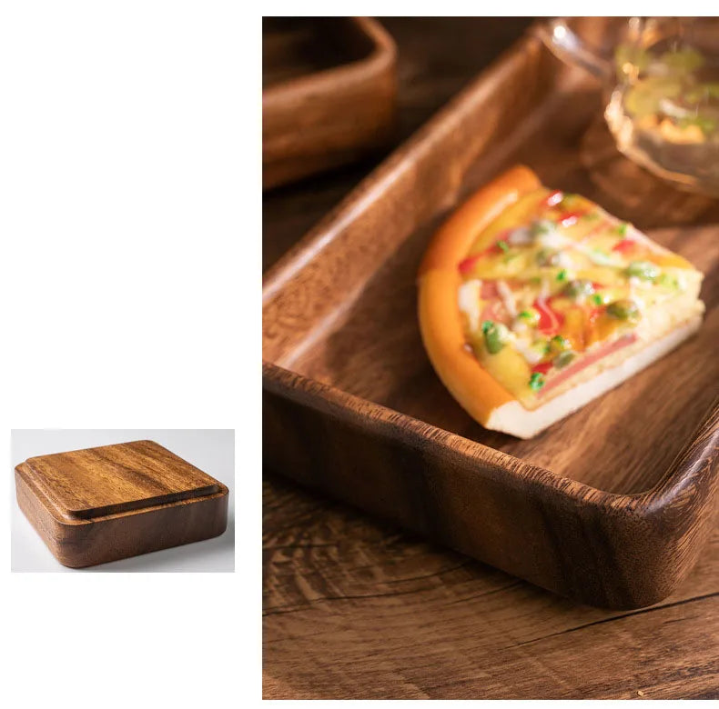 Black Walnut Wood Storage Tray Modern Afternoon Tea Dessert Organizer Living Room Desktop Dry Fruits Container Home Decoration.