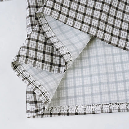 2025 Autumn Winter Women Vintage Long Sleeve Checkered Shirt Design Crop Blouse Y2k 2000s Top Stylish High Street Gyaru Coquette.