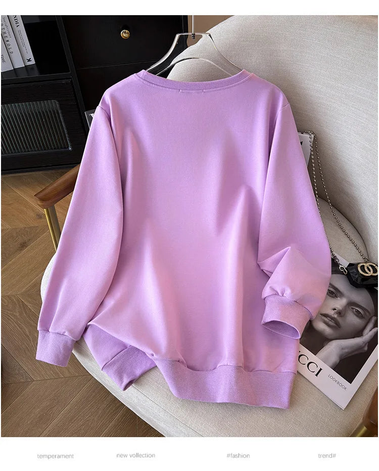 170 kg Plus Größe Damen Büste 170 Frühling Herbst Lose Langarm Cartoon Print Pullover Sweatshirts 4XL 5XL 6XL 7XL 8XL 9XL.