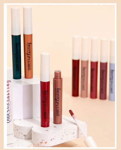 QIBEST Matte Liquid Lipstick Waterproof Long Lasting Lip Gloss Velvet Mate Nude Red Tint Tube Lipsticks Lipgloss Makeup Cosmetic