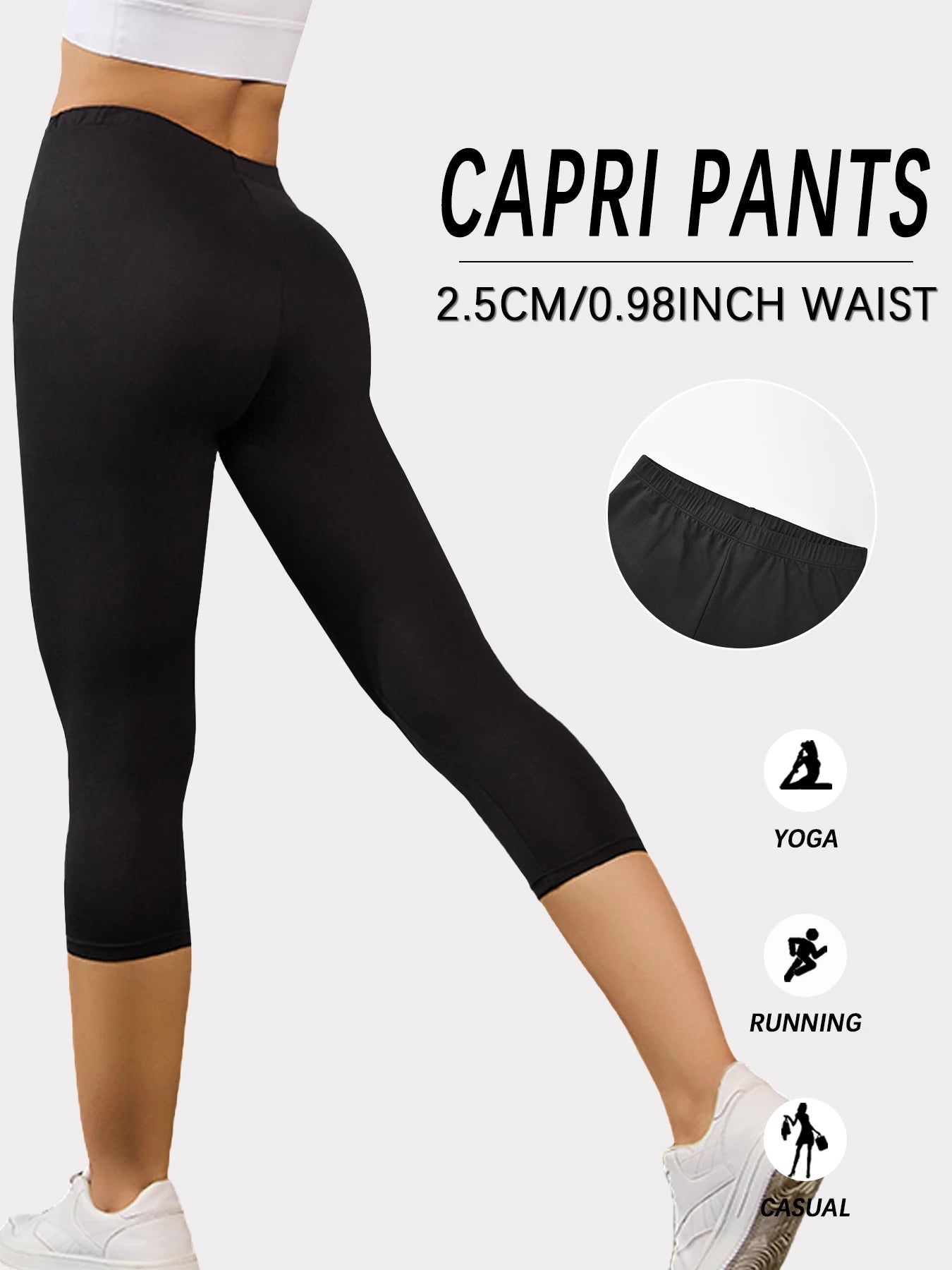 Women's Super Soft Capri Pants High Stretchy Breathable Pants No See Through Workout Running Yoga Athletic Pants Gym Leggings.