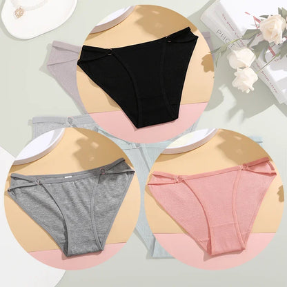 3PCS Women's Panties Sexy Breathable Underwear Comfortable Lingerie Cotton Striped Briefs Fashion Cozy Underpants Sale.