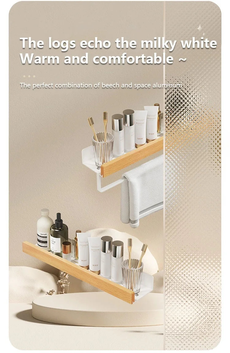 Holz Aluminium Material Badezimmer Regal Organizer Eckregal Shampoo Lagerregal Dusche Wandregal Badezimmer Organizer