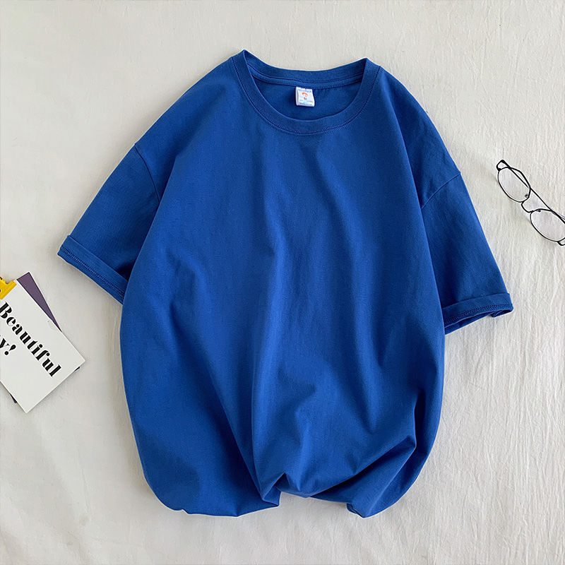 100% Cotton Half Sleeve Men Women Summer T-shirt Fashion Solid Color Simple O Neck Tops Loose Casual Basic Short-sleeved.