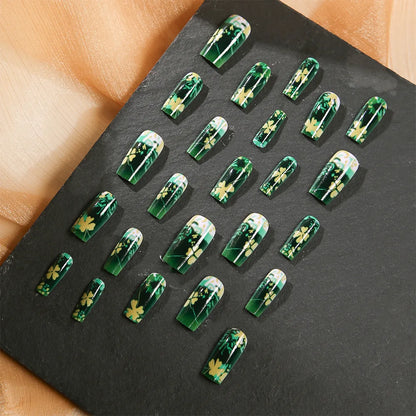 24pcs/set short medium long fake nails for Spring summer season gradient peach flowers butterfly heart press on false nail art