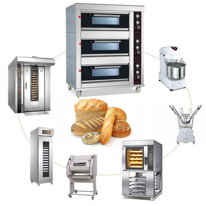 Commercial Electric Gas Automatic Bread Baking Oven Prices / Complete Bakery Equipment Machine For Sale.
