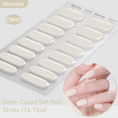 Harunouta Gradient Semi Cured Gel Nail Sticker Long-Lasting UV Nail Sticker UV/LED Extension Gel Nail Foil Gel Polish Full Cover