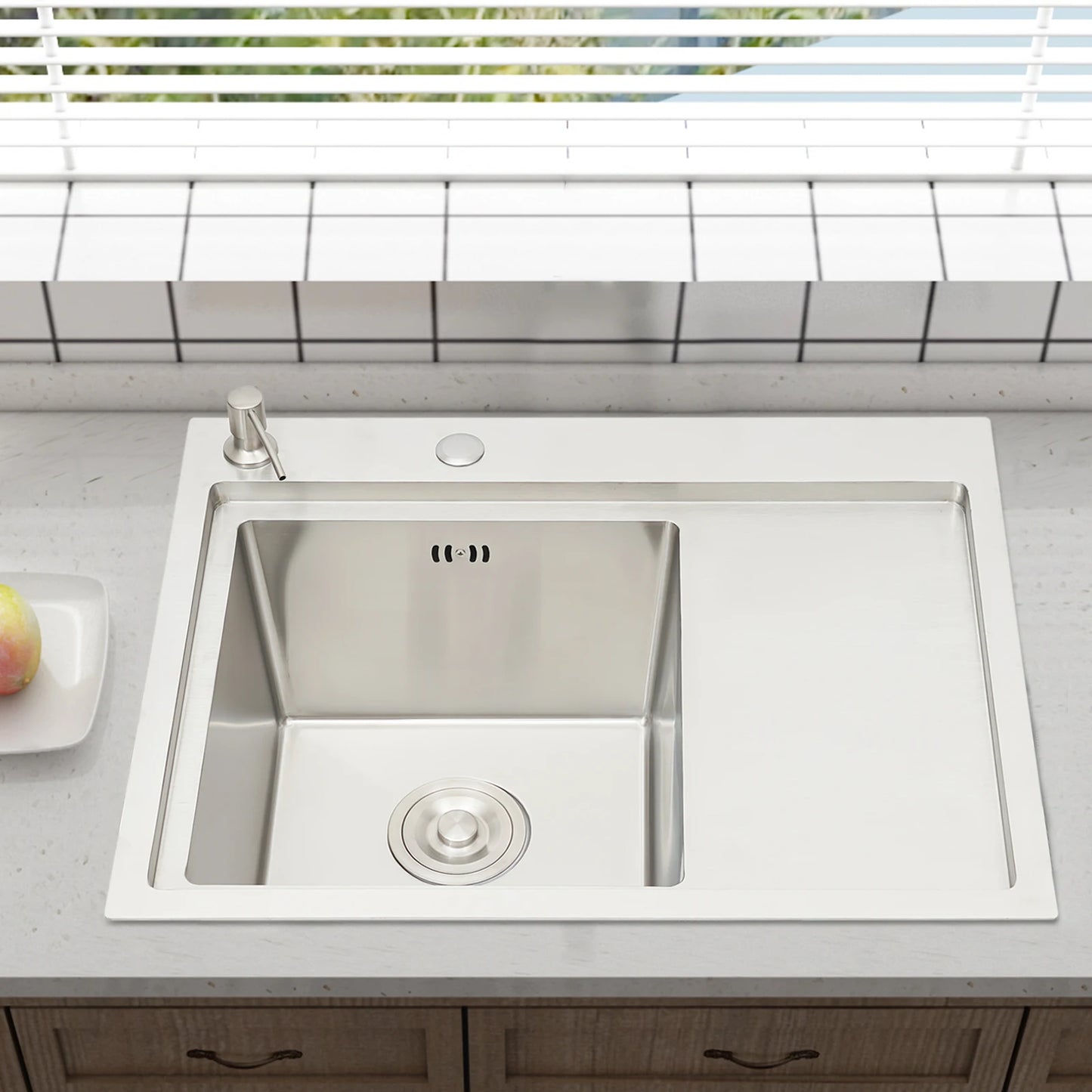 Spüle aus Edelstahl 304, großes Fassungsvermögen, verschleißfest, einfach zu installieren, für Restaurants/Wäsche/Geschäfte/Cafes