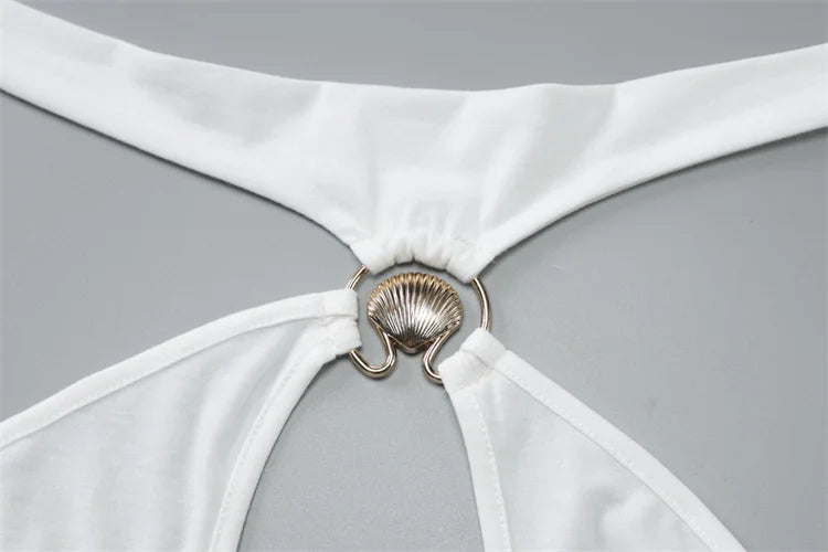 Seltsame Puss Sexy Frau Kleid Ärmellose Hohl Backless Metall Ringe Dünne Elastizität Einfache Party 2025, Sommer Trend Vestidos.