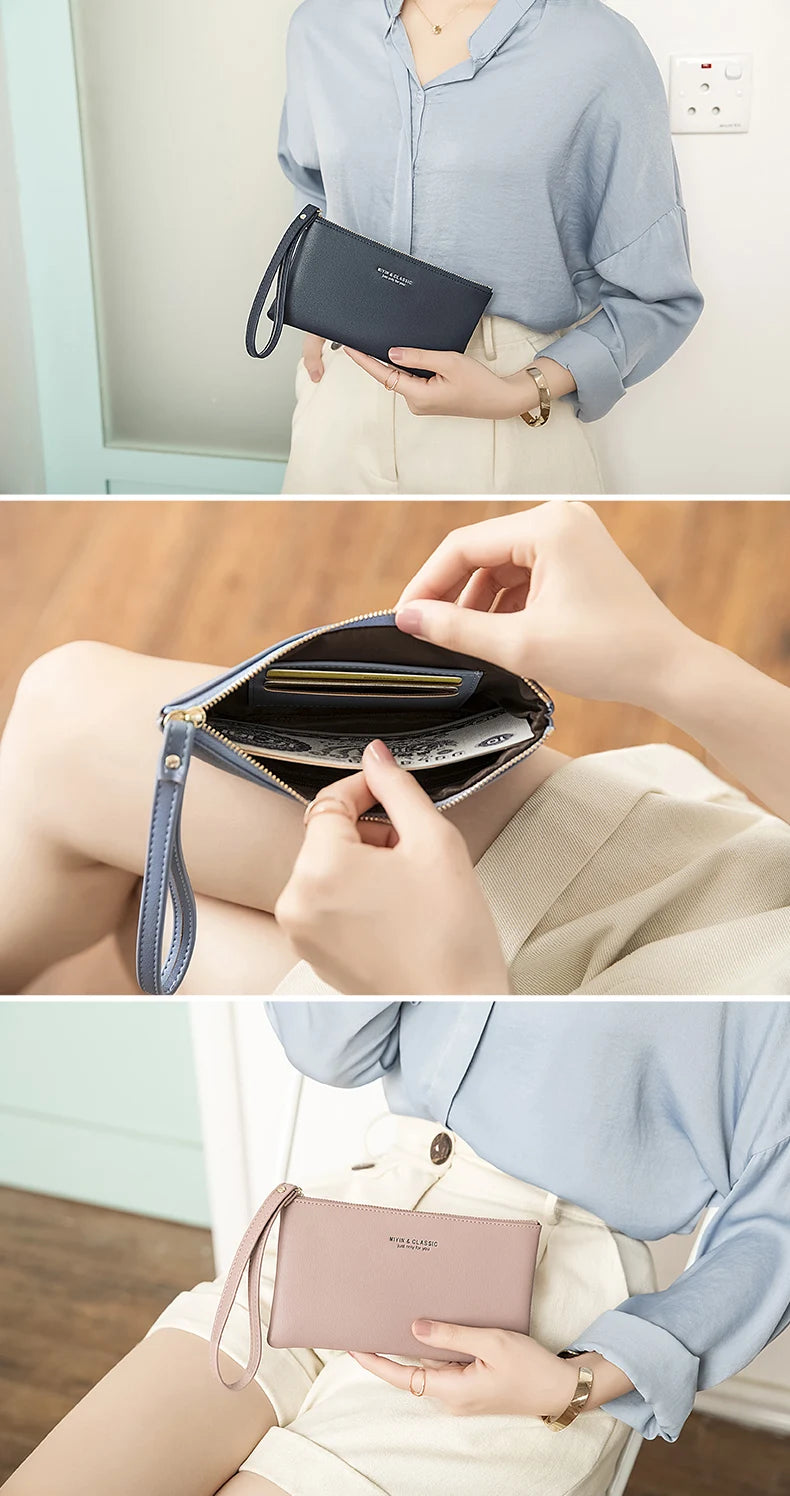 MIYIN Women's Purse long ultra-thin credit card bag minimalist zero purse thin large capacity zipper hold bag handbag purse girl.