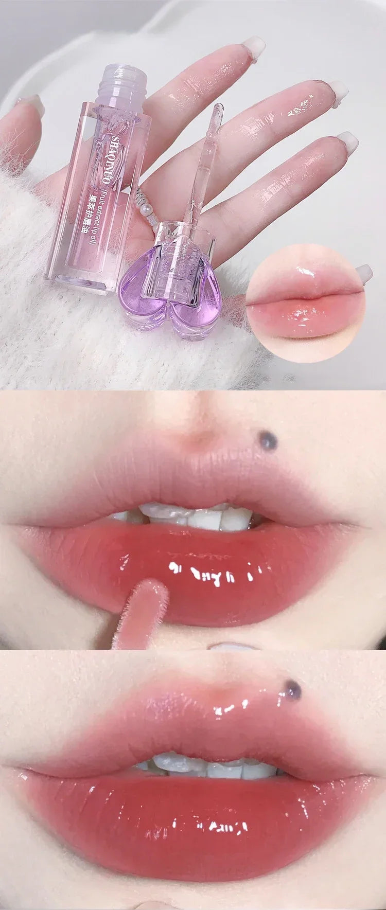 Plumping Jelly Lip Gloss Lasting Moisturizing Transparent Lip Oil Water Light Mirror Peach Lipstick Women Lips Makeup Cosmetics.