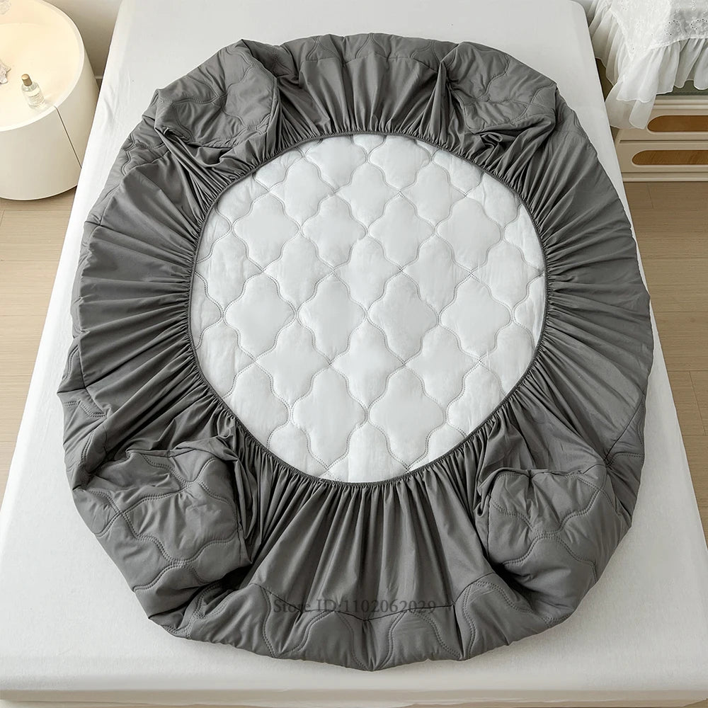 Microfiber Waterproof Fitted Bed Sheets with Elastic Bands Bedspread Covers Mattress Pads for Single Double/King/Queen Size Beds.