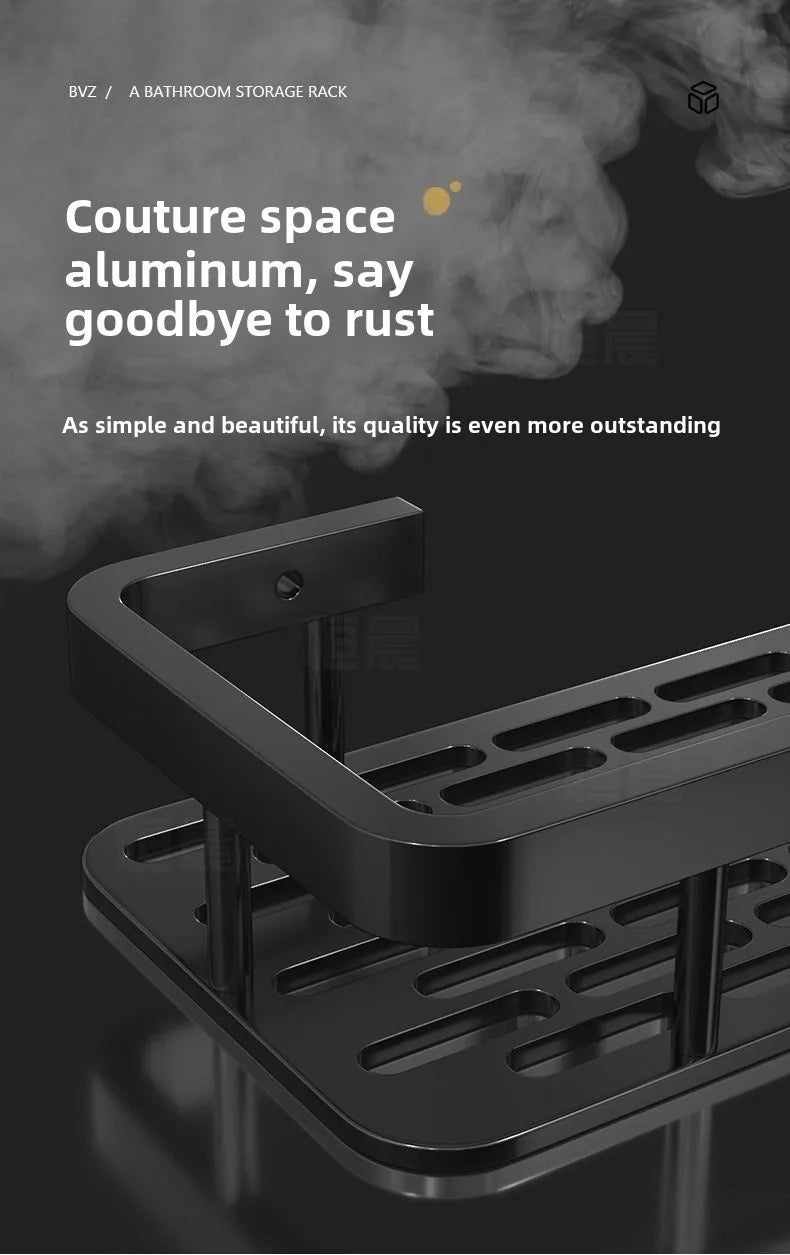 Badezimmerregale, schwarz, rostfrei, Wandmontage, nicht stanzbar, Aufbewahrungsregal, WC, Bad, Waschbecken, Wand-Badezimmerregale