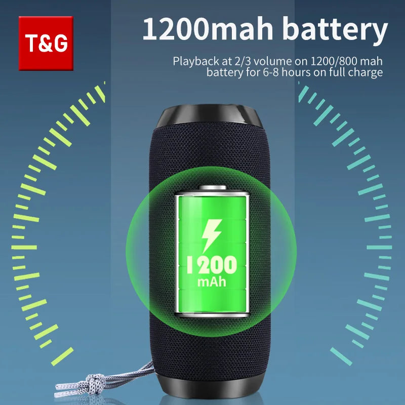 Bluetooth Speaker T&G TG117 Portable TWS Sound Box Waterproof Loudspeaker Outdoor Stereo Surround Speakers Support TF FM Radio.