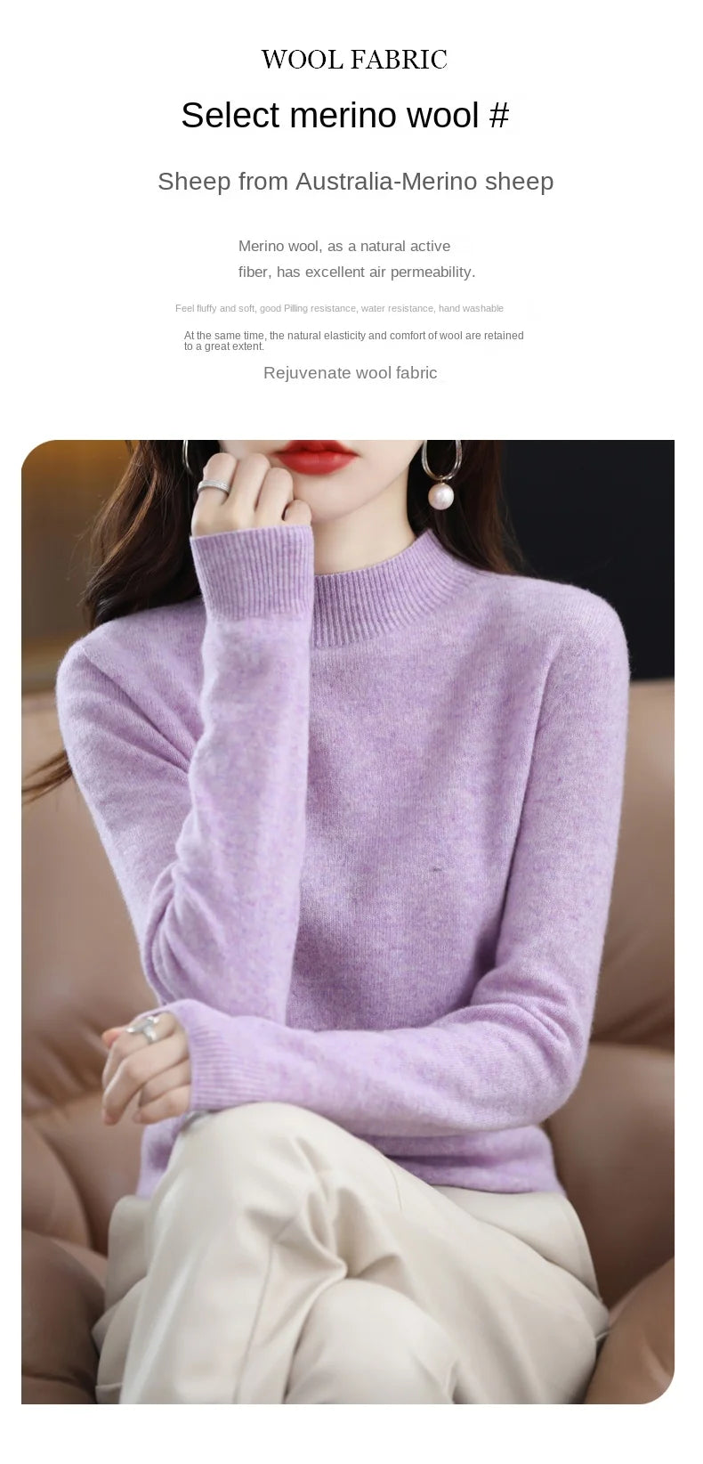 100% Pure Wool Half-neck Pullover In Autumn And Winter New Cashmere Sweater Women's Casual Knit Top Women's Coat 19 Colors.