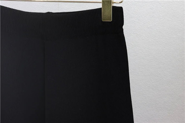 Women 2 Piece Set Knit Sweater Jacket Cardigan Wide Leg Pant Muslim Casual Knitted Outfits Tracksuit Suit Autumn Winter Knitwear.