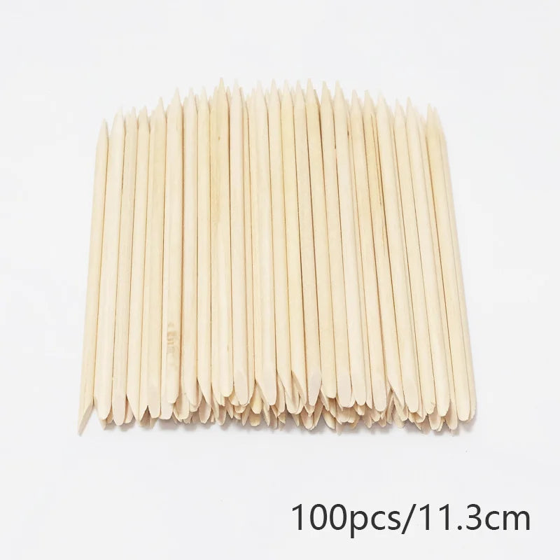 20/50/100pcs Nail Cuticle Pusher Wooden Design Drawing Painting Stick Remover Orange Wood Sticks for Nail Art Tools.