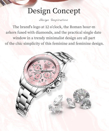 OLEVS 5632 Womens Watch Elegant Luxury Quartz Watch Zircon Scale Waterproof Luminous Automatic Date Ladies Watch Gifts Original.