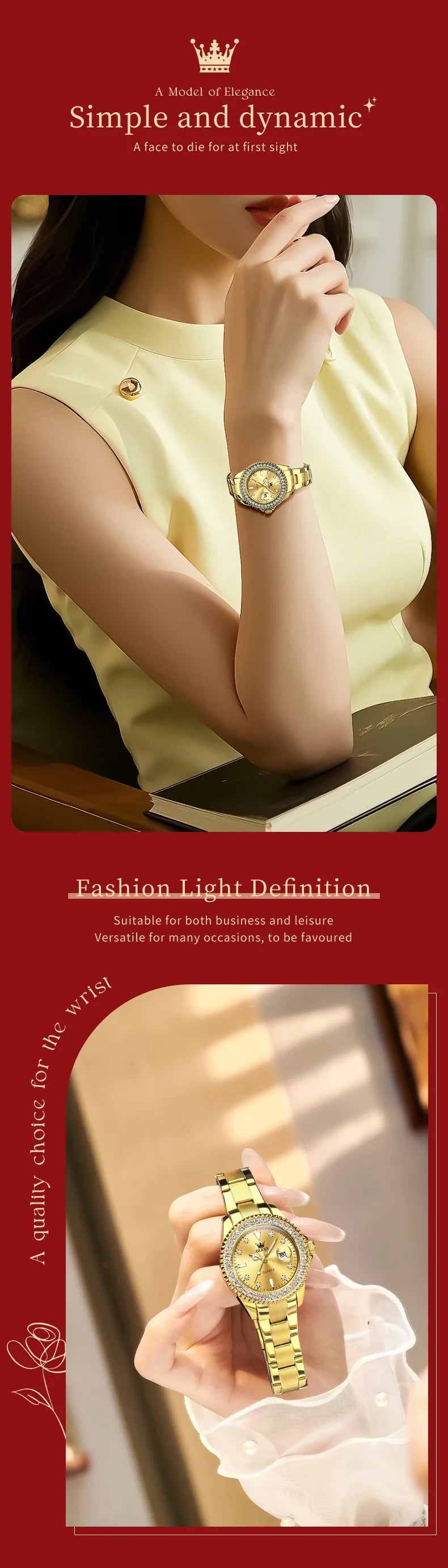 OLEVS 9945 Women Brand Original Quartz Watch Luxury Diamond Automatic Calendar Watch Waterproof Gold Elegant Women Watch Reloj.