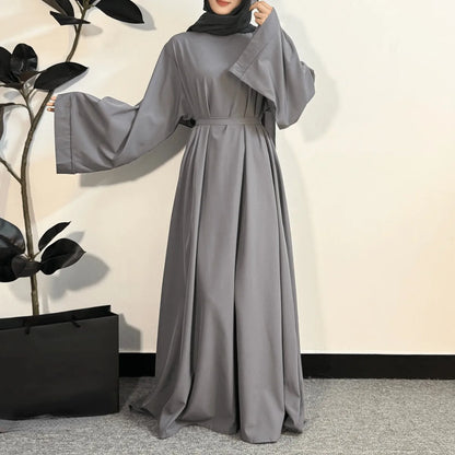 Muslim Abayas Women Kaftans Prayer Dress With Belt Full Sleeve Islamic Clothing Women Jilbabs Dubai Robe Ramadan Dresses