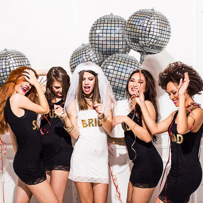 6/12 Stück 22 Zoll Discokugel Folienballons Metallic Silber 4D Ballon für 70er Jahre Disco Geburtstagsfeier Hochzeit Dekoration Lieferungen.