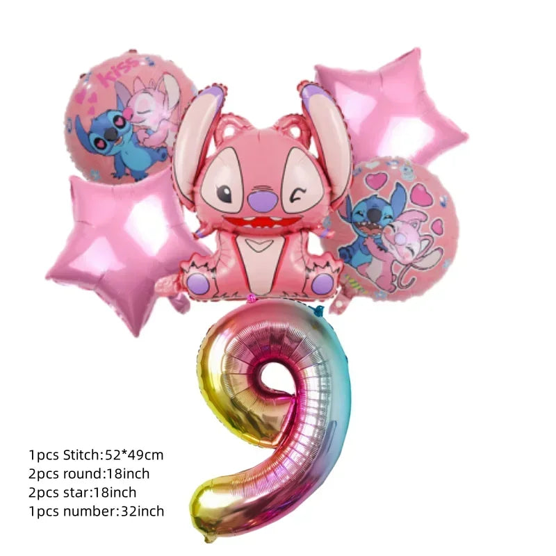 Niedliche Cartoon-Lilo und Stitch-Luftballons, alles Gute zum Geburtstag, Party, Babyparty, Dekorationen, Kindergeschenke, Einweggeschirr